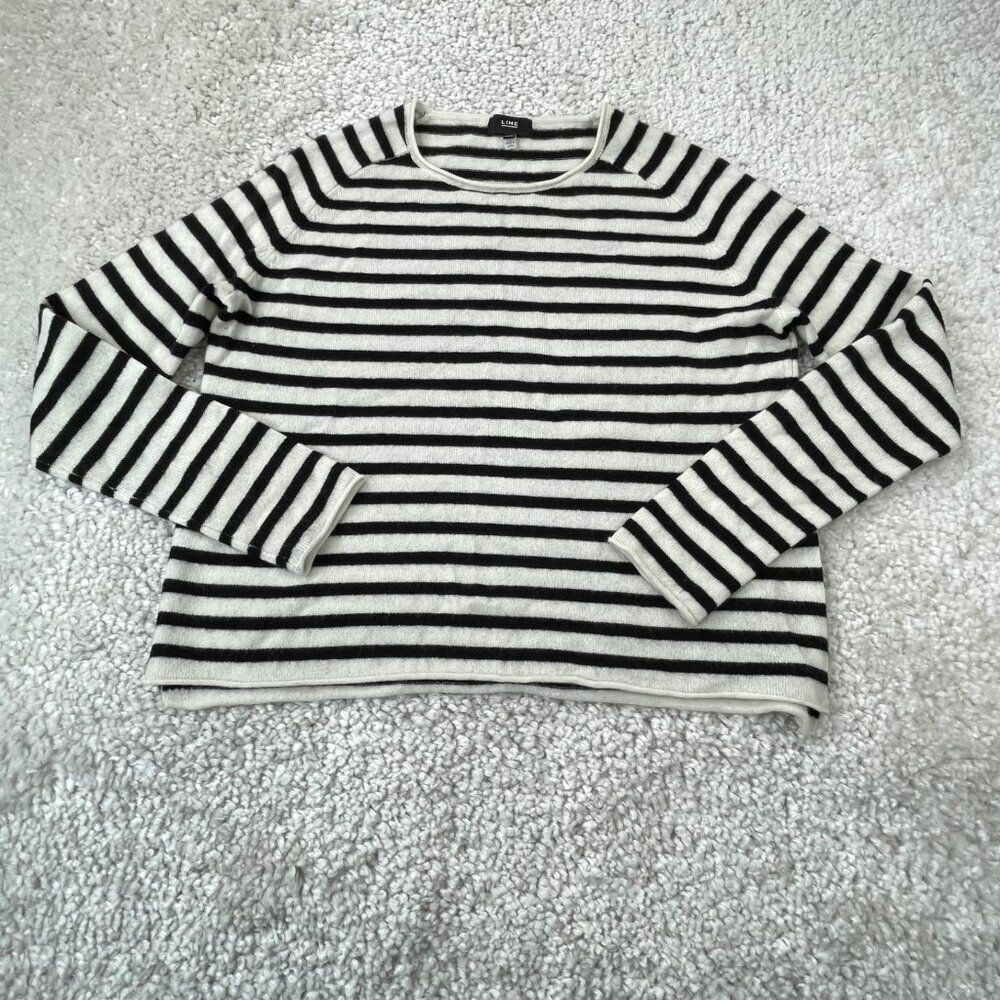 Line Jackie Striped Sweater Black White Womens XS